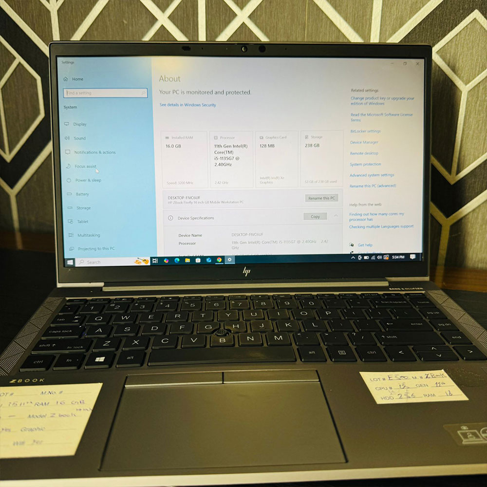 HP ZBook Firefly 14 G8 Laptop | 256GB M2 SSD | 16GB RAM | Core i5-1135G7 | 11th Gen | 14″ FHD IPS LED 4K Display | Backlit Keyboard | Laptop - Image 7