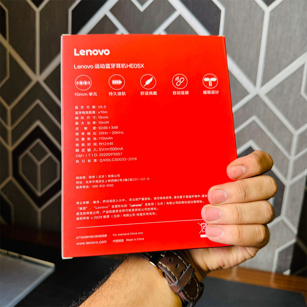 Lenovo HE05X Bluetooth Earphone | Neckband Headset | Wireless Bluetooth-Compatible | Earphone - Image 3