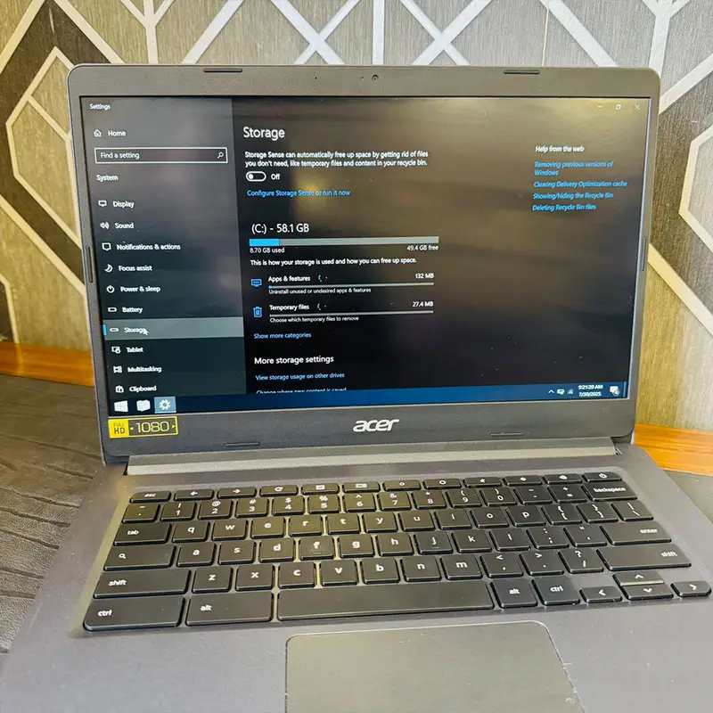 Acer Chromebook C933 | 64GB Storage | 8GB RAM | 14″ Touch Screen Display | Intel Pentium Silver N5030 1.10 GHz | Windows 10 | Chromebook - Image 7