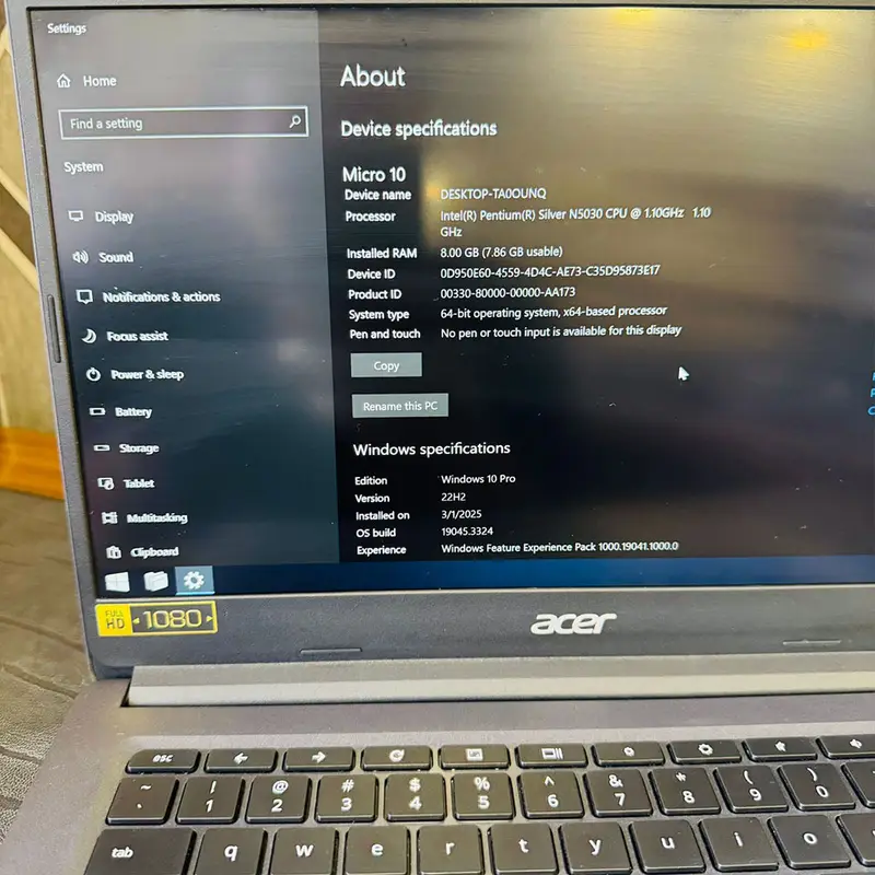 Acer Chromebook C933 | 64GB Storage | 8GB RAM | 14″ Touch Screen Display | Intel Pentium Silver N5030 1.10 GHz | Windows 10 | Chromebook - Image 10