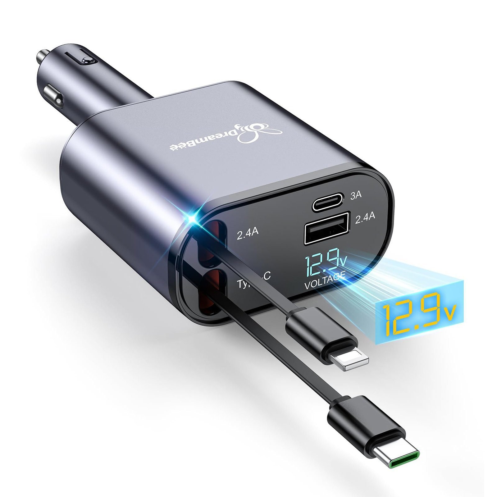 4 IN 1 Retractable Car Phone fast Charger | 120W Car Charger USB C Cable For IPhone Huawei Samsung Fast Charge Cord Cigarette Lighter Adapter PD QC3.0 Mobile Chargers - Image 3