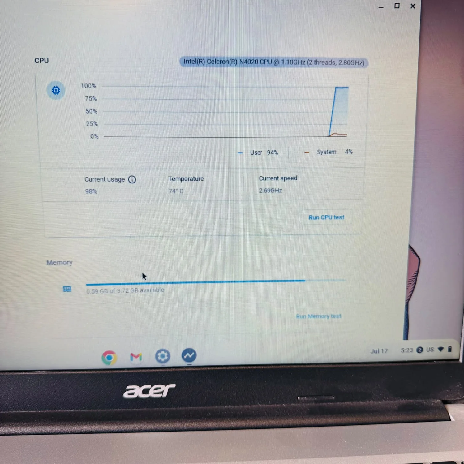 Acer | Chromebook 315 CB315-3H | Chromebook | 64GB eMMC | 4GB RAM | Intel Celeron N4020 | 2029 Updatable | Play Store Supported | 15.6″ FHD Display | ChromeBook - Image 8